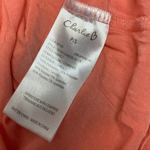 Charlie Womens Small Polka Dot Flowy Layered PolyBlend Short Sleeve Blouse Top - Picture 6 of 6